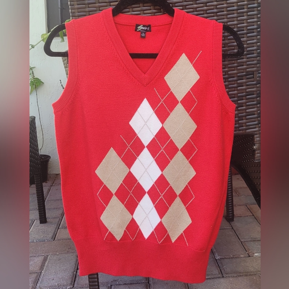 Jantzen Red V-Neck Argyle Sweater Vest